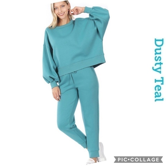 Blu Trends Pants - Dusty Teal or Black Two Piece Sweatshirt & Pants